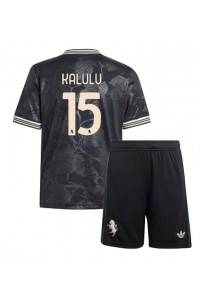 Juventus Pierre Kalulu #15 Jalkapallovaatteet Lasten Kolmas peliasu 2025-26 Lyhythihainen (+ Lyhyet housut)